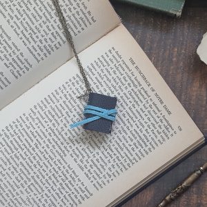 Mini leather journal necklace